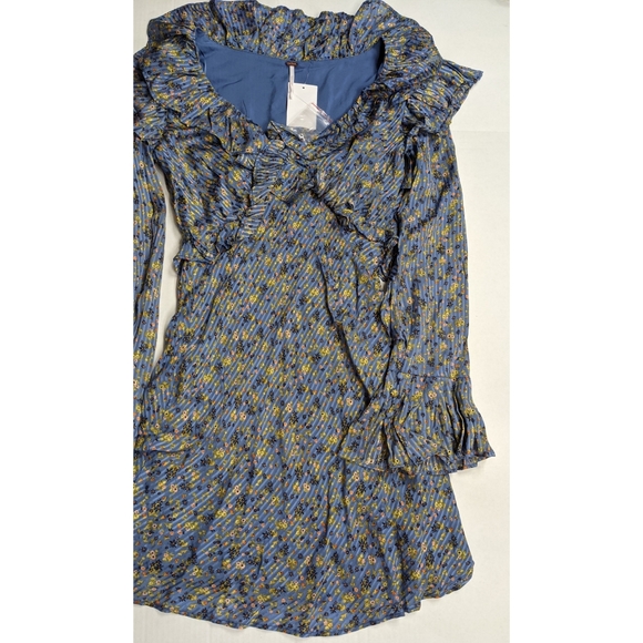 New WOT Free People Sweetest Thing Mini Floral Dress in Blue - Picture 15 of 16